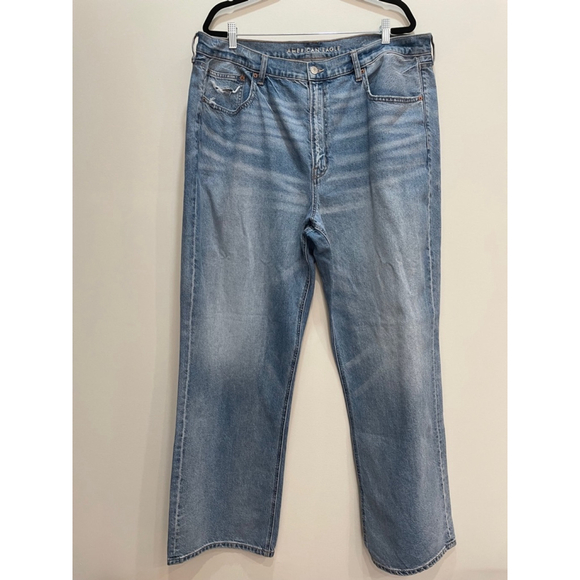 American Eagle Denim Baggy Dad Jeans Size 20 Plus Size Wide Leg Straight Relaxed - Picture 1 of 12